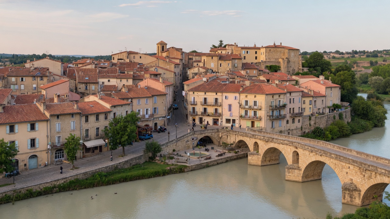 Limoux, toits et rives de l’Aude en centre-ville
