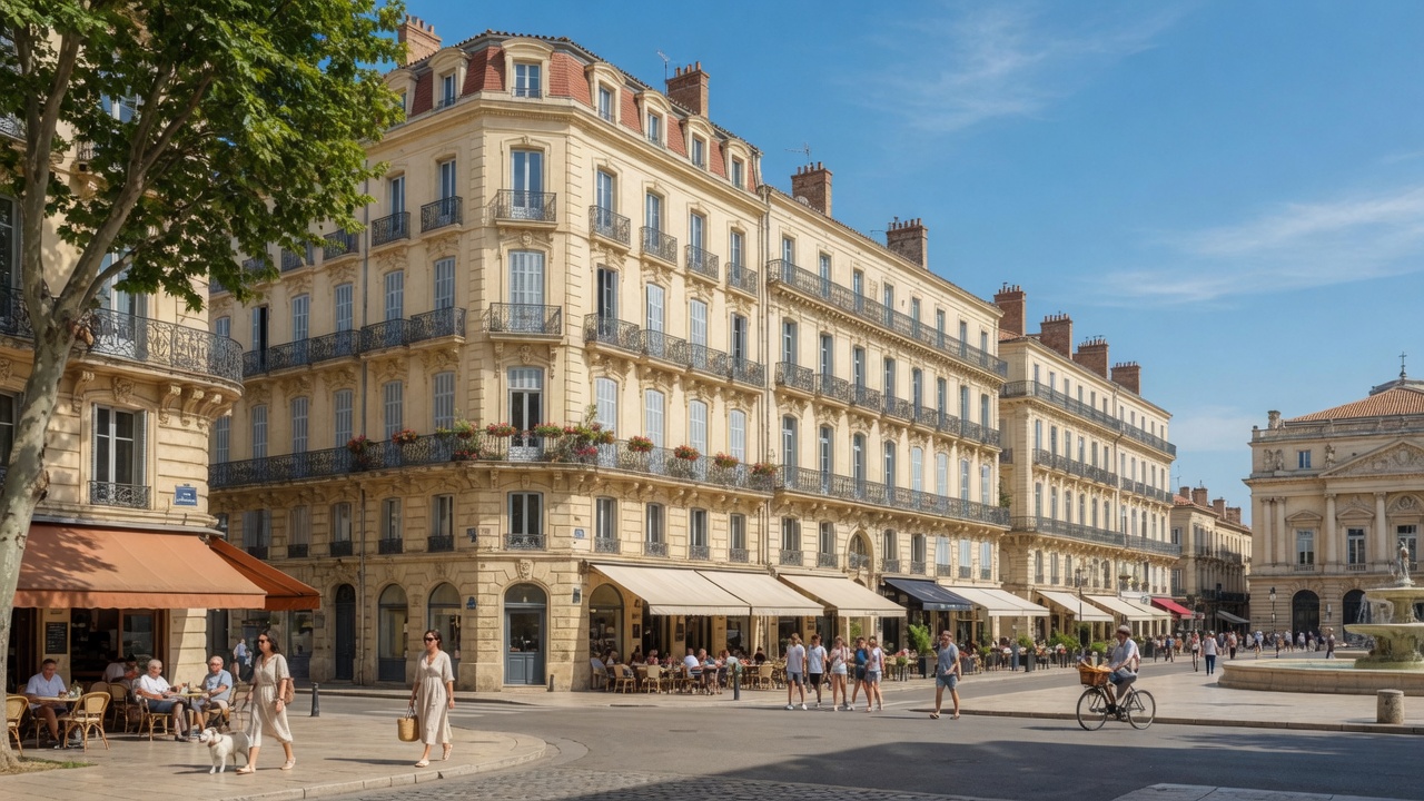 Montpellier, façades et atmosphère de centre-ville