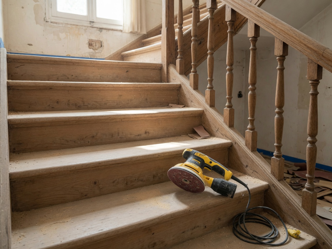 Ponçage et vernis d'un escalier bois : méthode par étapes